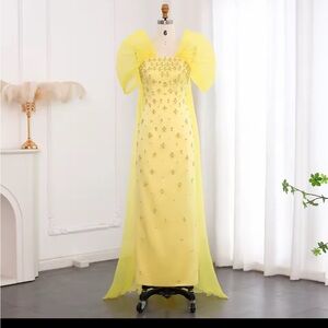 Elegant Yellow Gown with Embellishments